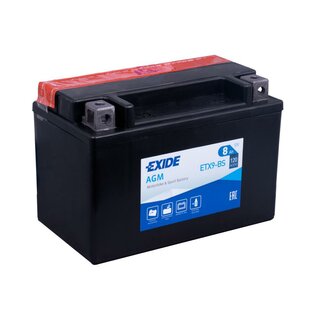 EXIDE Bike AGM ETX9-BS YTX9-BS 12V 8Ah AGM Motorrad Starterbatterie
